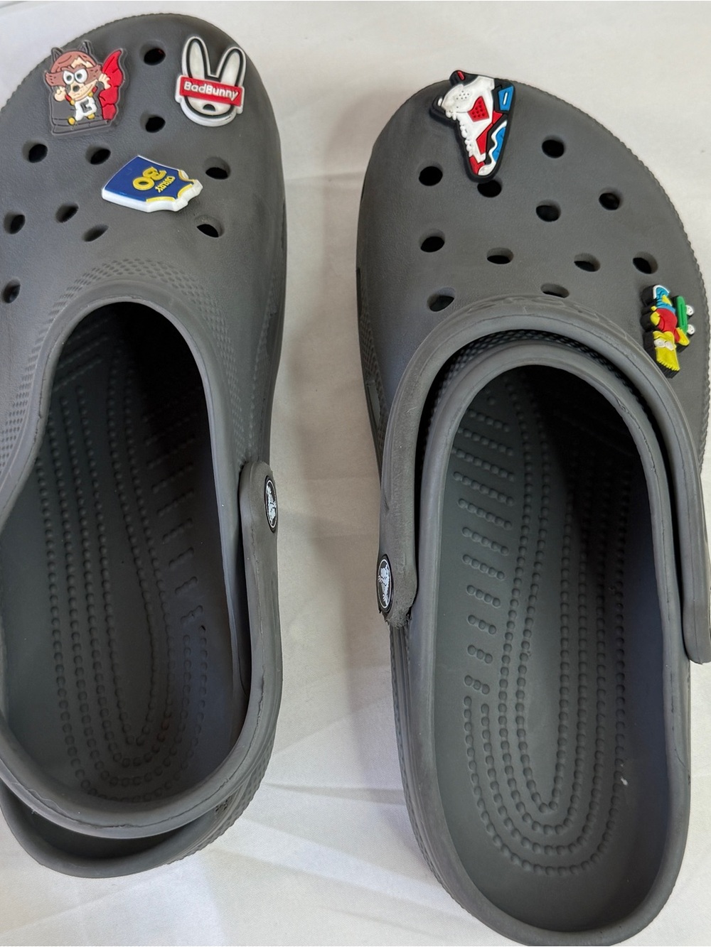 CROCS Kids Charms Gray Slip-On Comfort Clogs